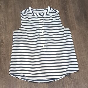 J. Crew Dark Navy and White Striped Sleeveless Blouse